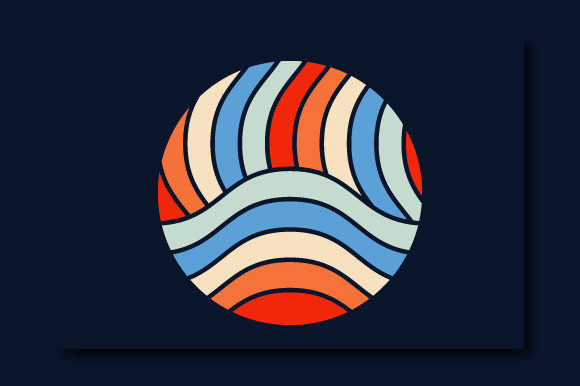 Retro Sunset Circle Clipart Illustration Review