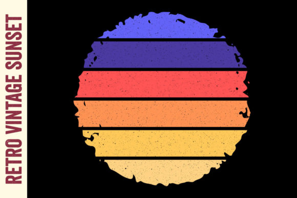 Retro Sunset Vintage Circle Brush Grunge