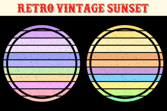 Retro Vintage Sunset Circle Background