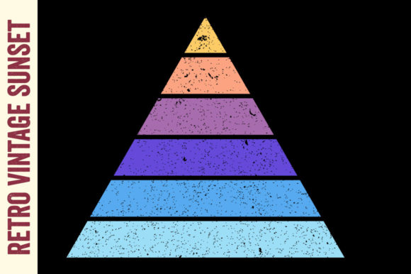 Vintage Retro Sunset Striped Pyramid