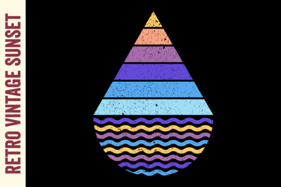 Vintage Retro Sunset Triangle Wave