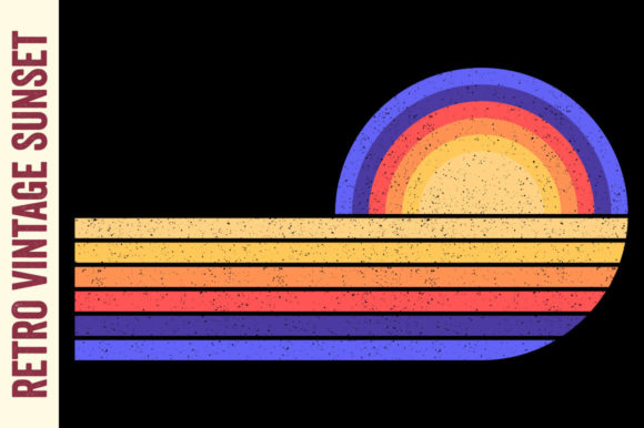 Vintage Sunset Retro Circle Striped